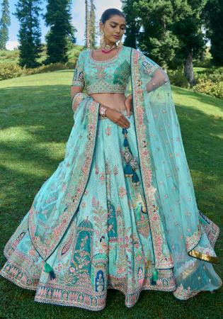 Picture of Good Looking Silk Light Steel Blue Lehenga Choli