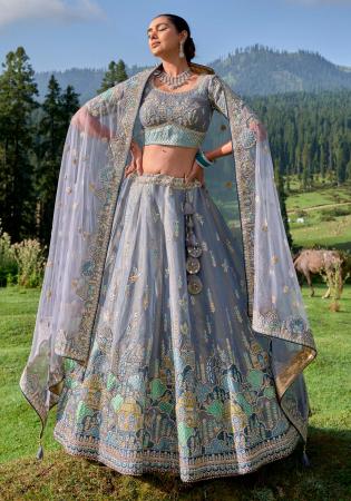 Picture of Graceful Silk Light Blue Lehenga Choli