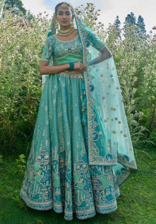 Picture of Alluring Silk Cadet Blue Lehenga Choli