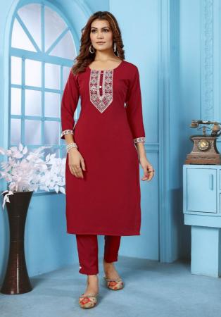 Picture of Graceful Cotton Fire Brick Kurtis & Tunic