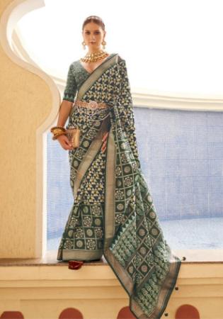 Picture of Fascinating Silk Dark Olive Green Saree