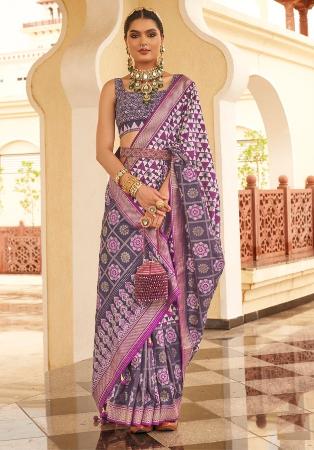 Picture of Excellent Silk Dark Grey Saree