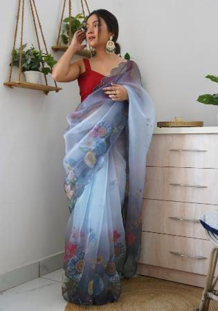 Picture of Comely Organza Light Slate Grey Saree