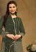 Picture of Georgette Dark Olive Green Straight Cut Salwar Kameez