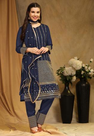 Picture of Georgette Dark Slate Grey Straight Cut Salwar Kameez