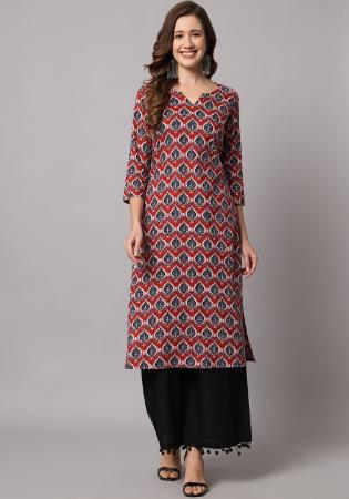 Picture of Fascinating Rayon Saddle Brown Kurtis & Tunic