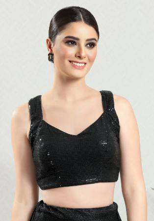 Picture of Radiant Net & Silk Black Designer Blouse