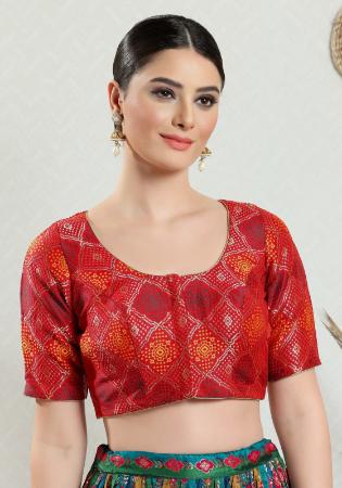 Picture of Resplendent Net & Silk Fire Brick Designer Blouse