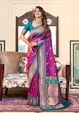 Picture of Beauteous Silk Medium Violet Red Saree