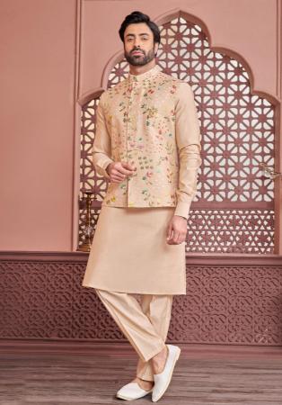 Picture of Superb Satin Tan Kurtas