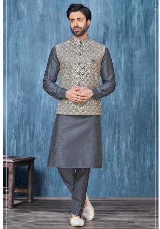 Picture of Charming Satin Slate Grey Kurtas