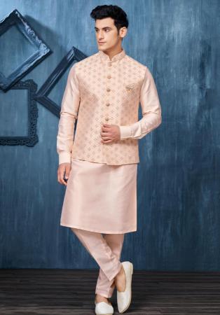 Picture of Bewitching Silk Tan & Light Golden Rod Yellow Kurtas