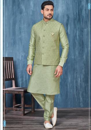 Picture of Stunning Silk Dark Sea Green Kurtas