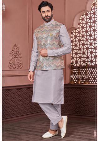 Picture of Resplendent Silk Dark Grey Kurtas