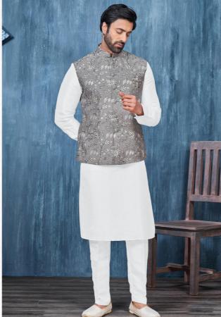 Picture of Good Looking Silk White Kurtas