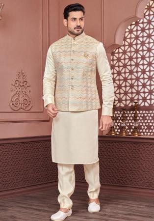 Picture of Alluring Silk Beige Kurtas