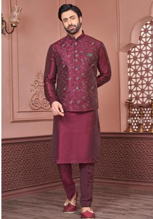 Picture of Admirable Silk Maroon Kurtas