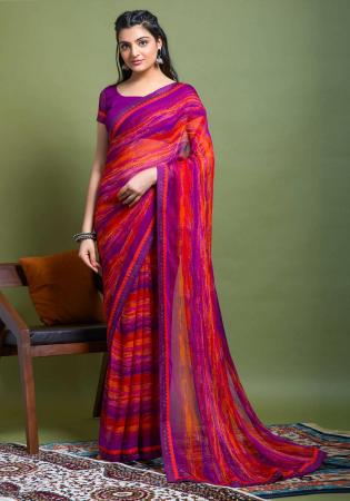 Picture of Excellent Chiffon Crimson Saree