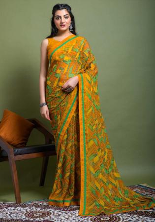 Picture of Charming Chiffon Dark Olive Green Saree