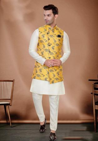 Picture of Pretty Silk Off White Kurtas