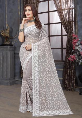 Picture of Lovely Georgette Silver Saree