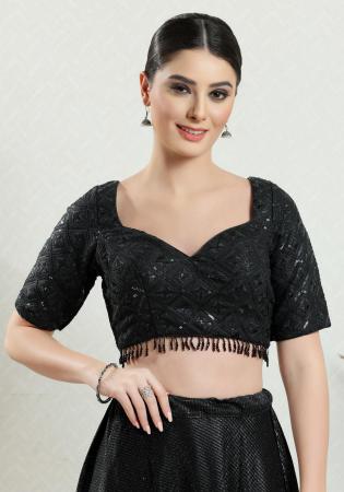 Picture of Amazing Net & Silk Black Designer Blouse