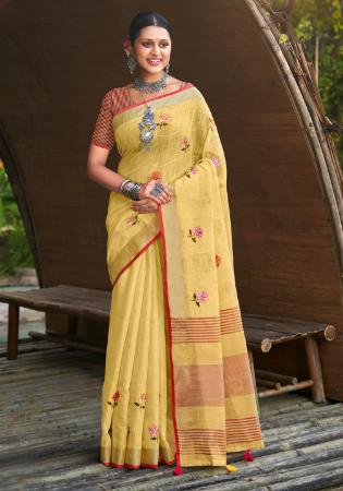Picture of Ideal Linen Khaki Saree