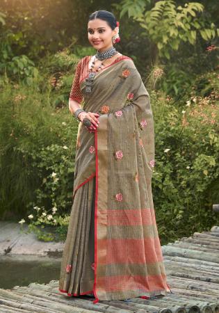 Picture of Enticing Linen Grey Saree