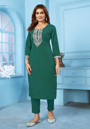 Picture of Grand Cotton Forest Green Kurtis & Tunic