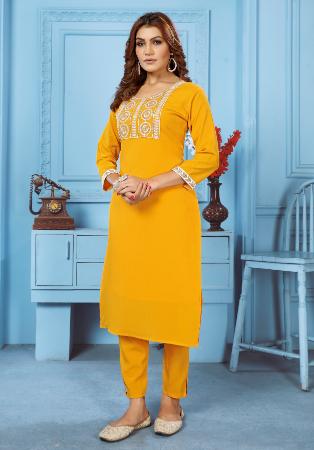 Picture of Radiant Cotton Yellow Kurtis & Tunic