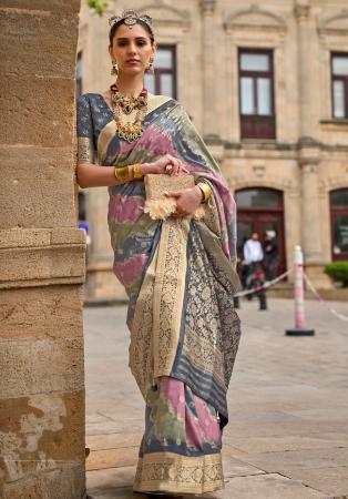 Picture of Wonderful Silk Slate Grey Saree