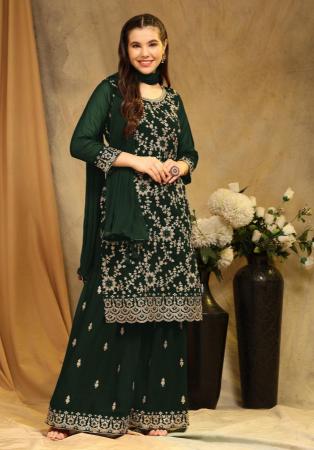Picture of Alluring Georgette Green Straight Cut Salwar Kameez