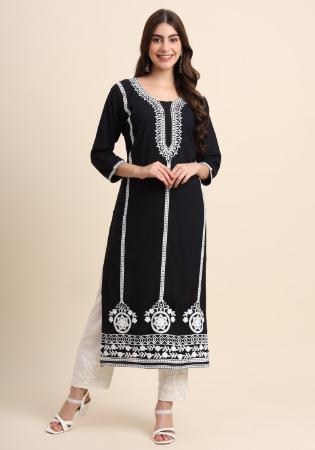 Picture of Stunning Rayon Black Kurtis & Tunic