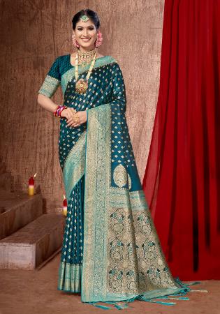 Picture of Beauteous Silk Teal Saree