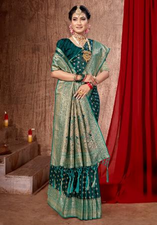 Picture of Alluring Silk Dark Green Saree