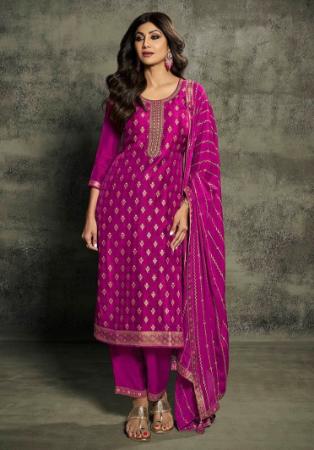 Picture of Admirable Silk Violet Straight Cut Salwar Kameez