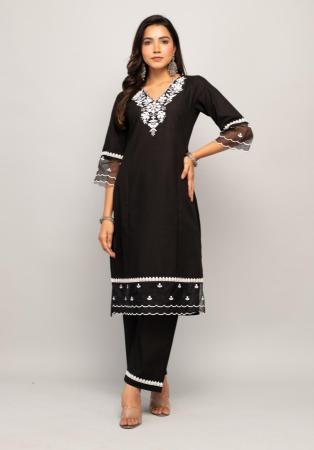 Picture of Sightly Cotton Black Kurtis & Tunic