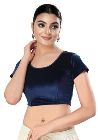 Picture of Pleasing Linen Midnight Blue Designer Blouse