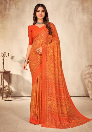 Picture of Delightful Georgette Tomato Saree