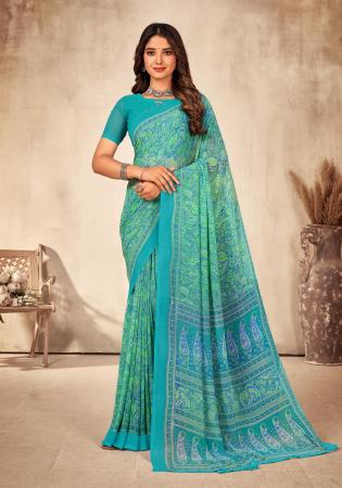 Picture of Lovely Georgette Light Sea Green Saree