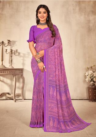 Picture of Good Looking Georgette Plum Saree