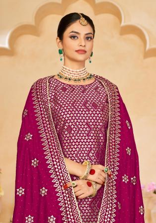 Picture of Exquisite Rayon Deep Pink Straight Cut Salwar Kameez