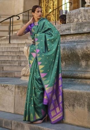 Picture of Well Formed Silk Teal Saree