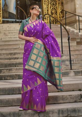 Picture of Well Formed Silk Dark Orchid Saree