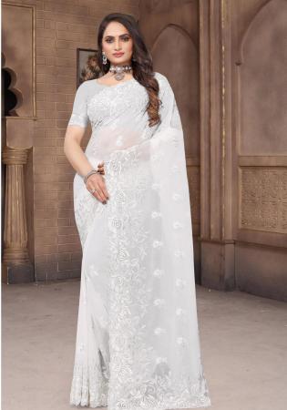 Picture of Splendid Georgette White Saree