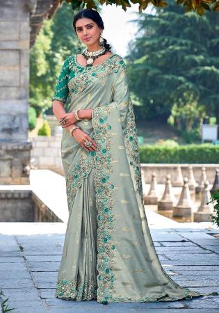 Picture of Pleasing Silk Dark Sea Green Saree