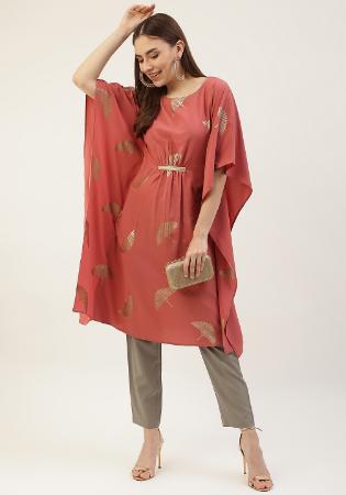 Picture of Alluring Crepe Light Coral Kurtis & Tunic