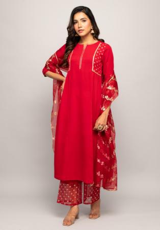 Picture of Sublime Crepe Red Readymade Salwar Kameez