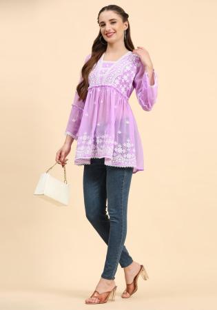Picture of Comely Georgette Plum Kurtis & Tunic
