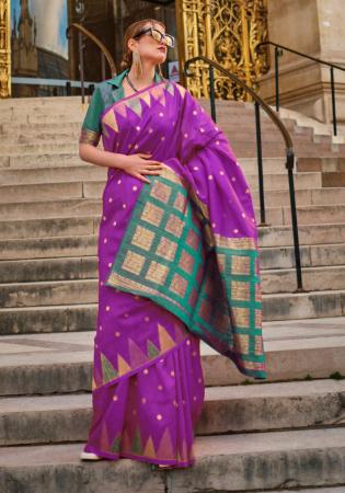 Picture of Statuesque Silk Orchid Saree